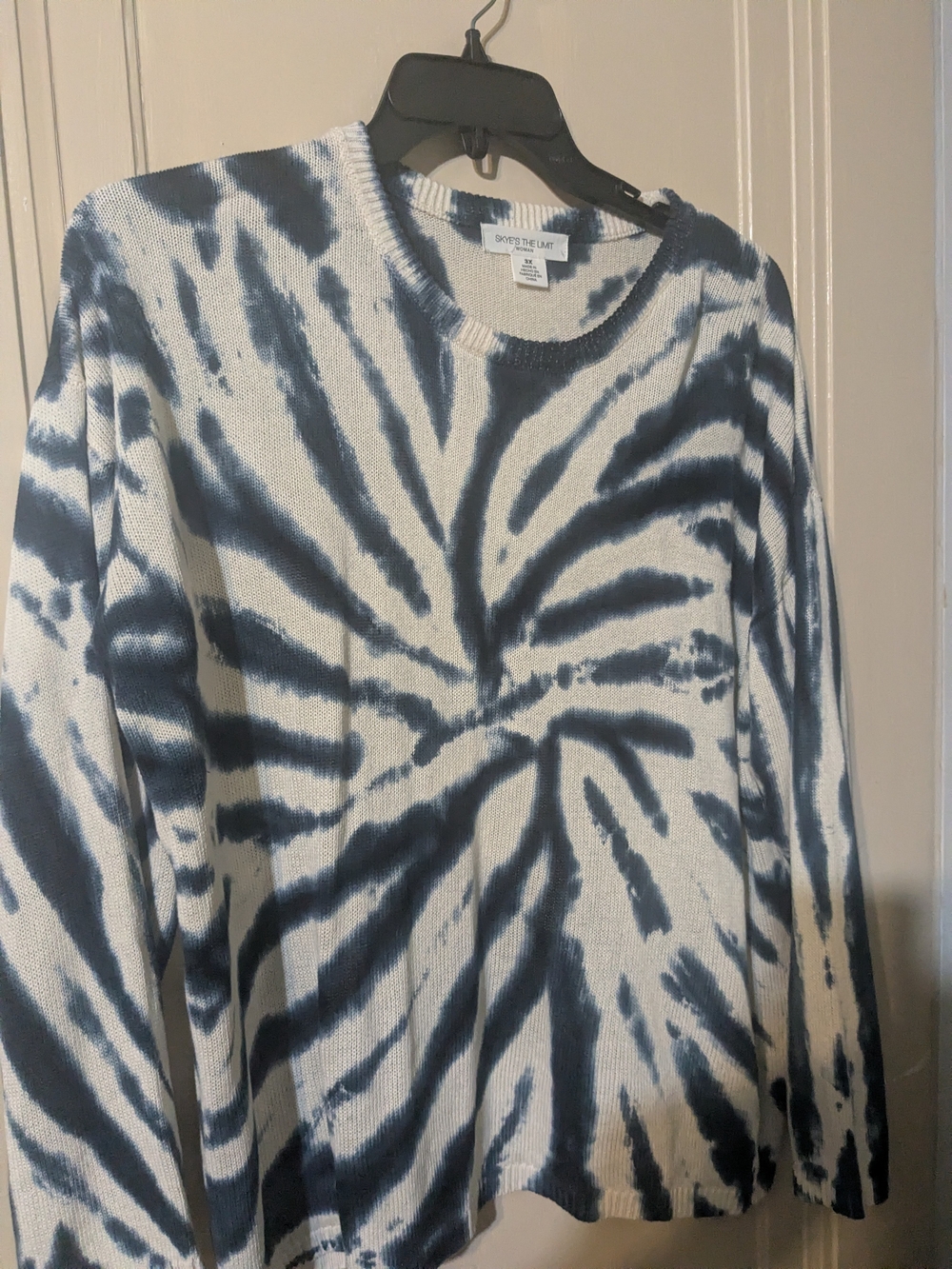 Skye's the Limit Blue & White Tie-Dye Crewneck Sweater